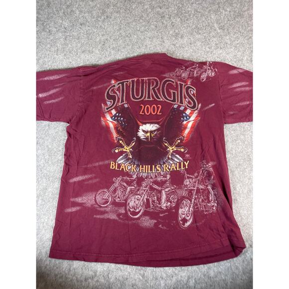 Sturgis Shirt Black Hills Rally Wolf T Shirt Mens XL Maroon Pink American Biker - Picture 1 of 7